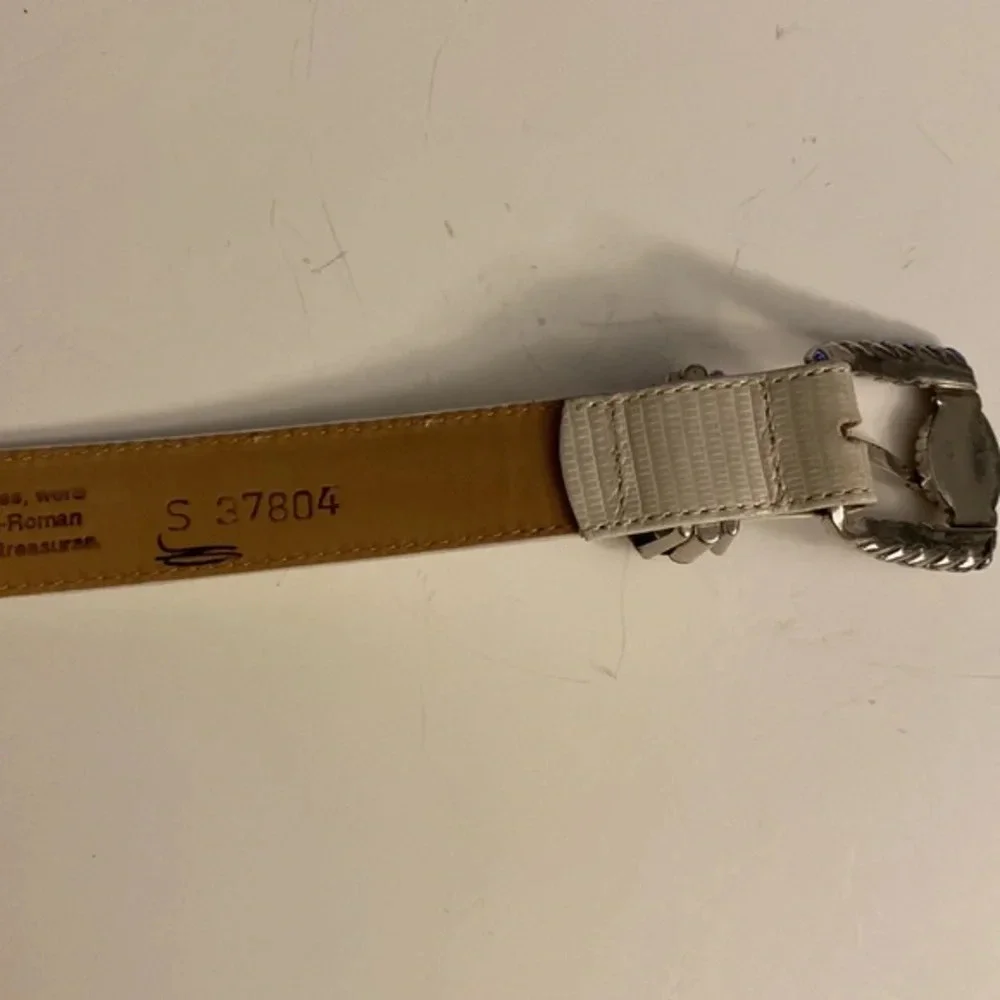 Brighton Leather Belt 90s Vintage Y2K, White Leather